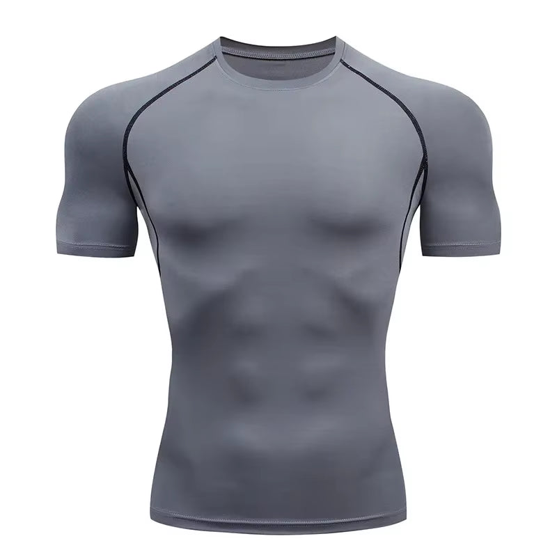 Men'S Compression Shirts Summer Short Sleeves Tees T-Shirt Gym Workout Fitness Running Tops Undershirts Baselayer Sportswear
