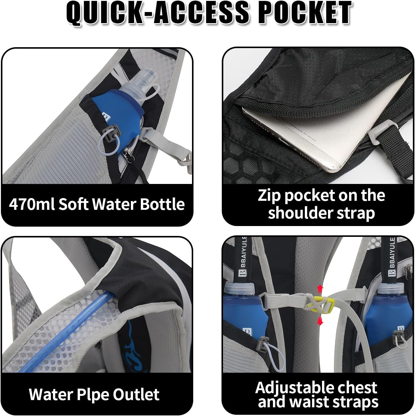 ®Large Hydration Backpack with Hydration Bladder(Or Soft Flask Optional),Big Water Backpack Daypack for Men Women,Cycling Hydration Vest for Hiking, Running, Cycling, Biking