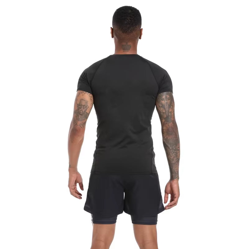 Men'S Compression Shirts Summer Short Sleeves Tees T-Shirt Gym Workout Fitness Running Tops Undershirts Baselayer Sportswear
