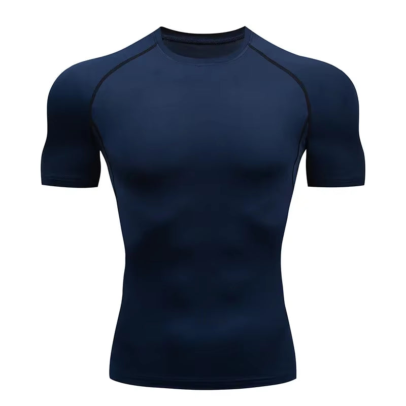 Men'S Compression Shirts Summer Short Sleeves Tees T-Shirt Gym Workout Fitness Running Tops Undershirts Baselayer Sportswear