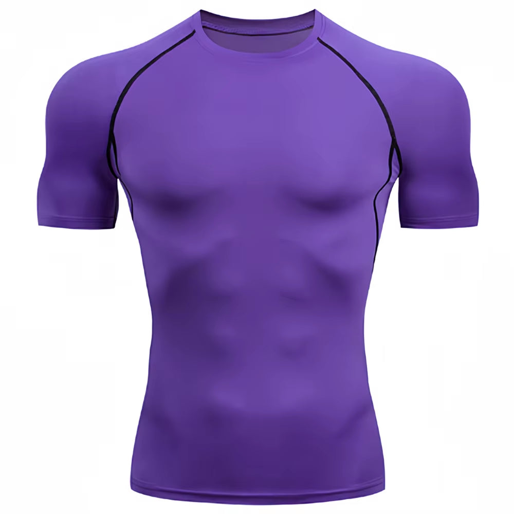 Men'S Compression Shirts Summer Short Sleeves Tees T-Shirt Gym Workout Fitness Running Tops Undershirts Baselayer Sportswear
