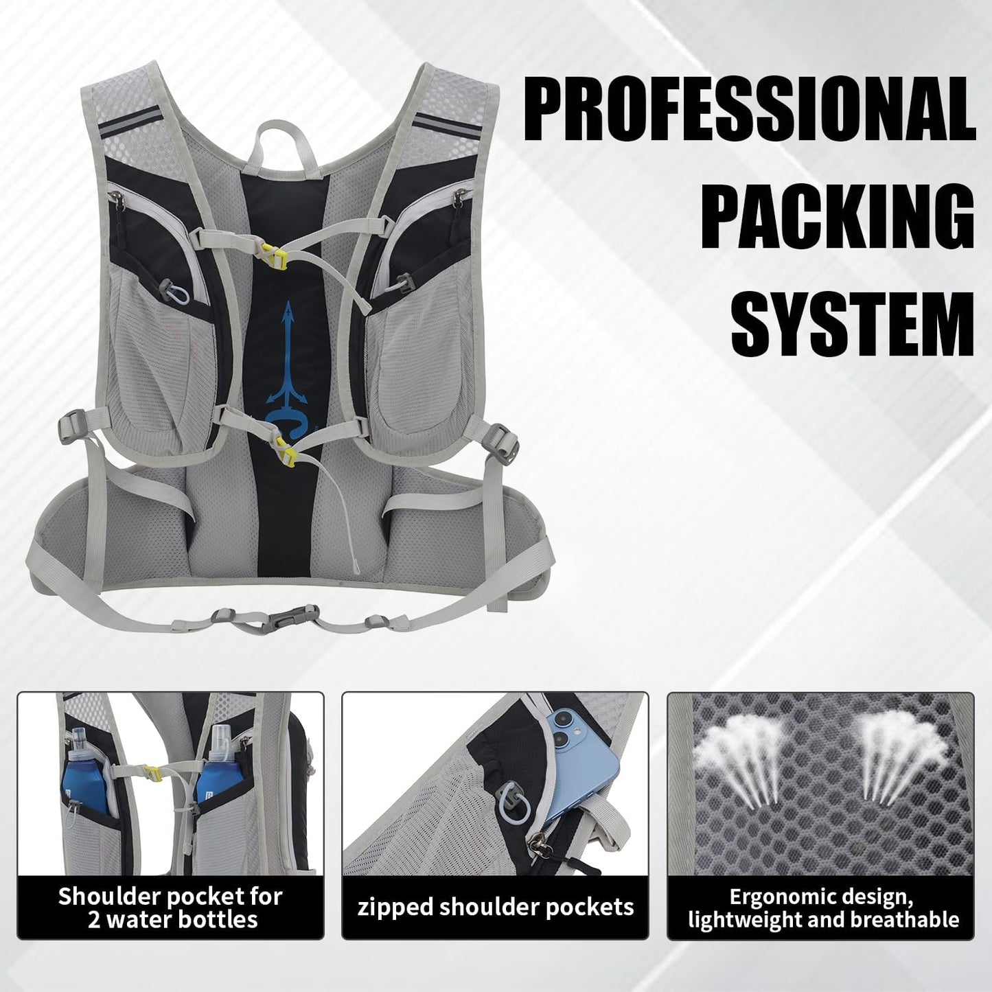 ®Large Hydration Backpack with Hydration Bladder(Or Soft Flask Optional),Big Water Backpack Daypack for Men Women,Cycling Hydration Vest for Hiking, Running, Cycling, Biking