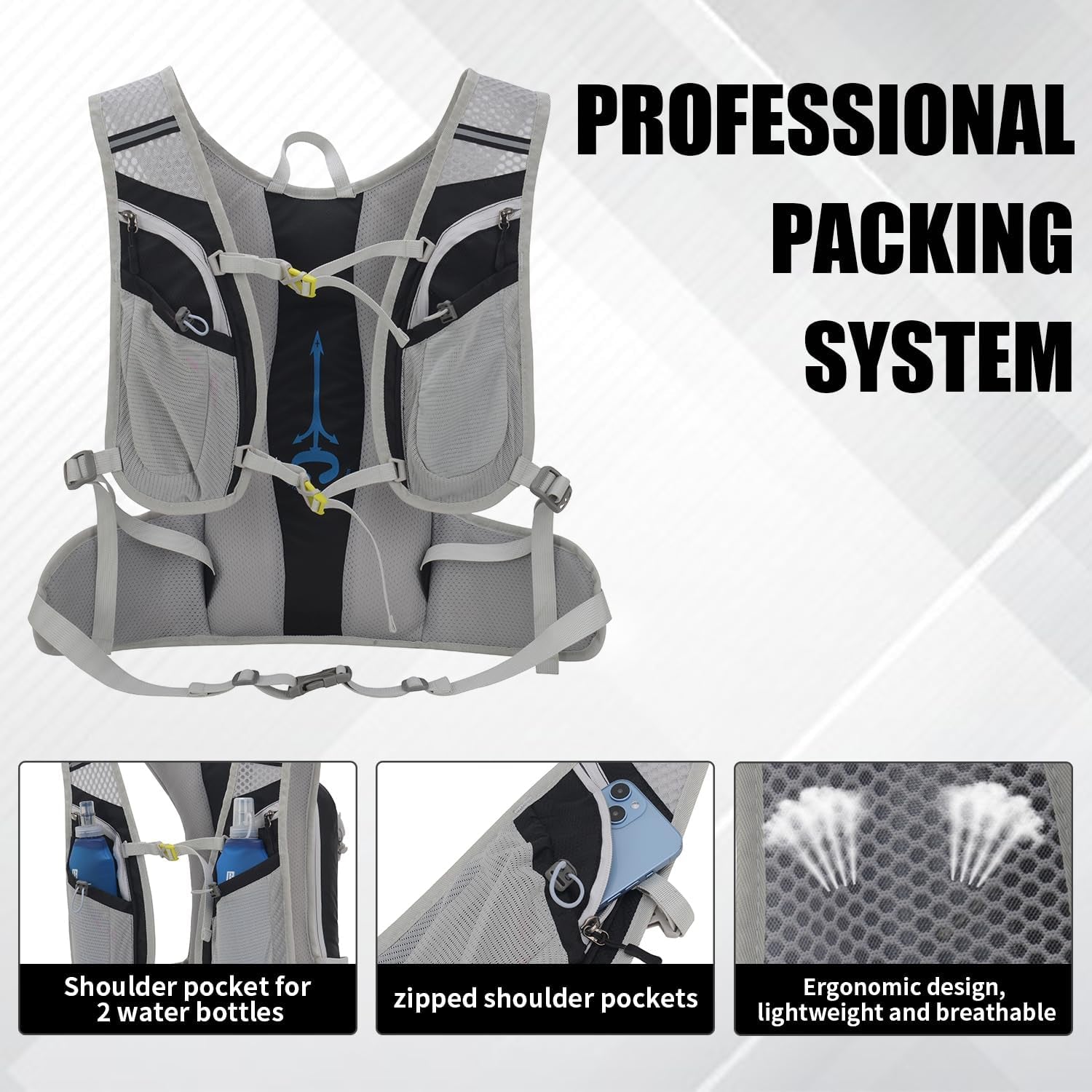 ®Large Hydration Backpack with Hydration Bladder(Or Soft Flask Optional),Big Water Backpack Daypack for Men Women,Cycling Hydration Vest for Hiking, Running, Cycling, Biking